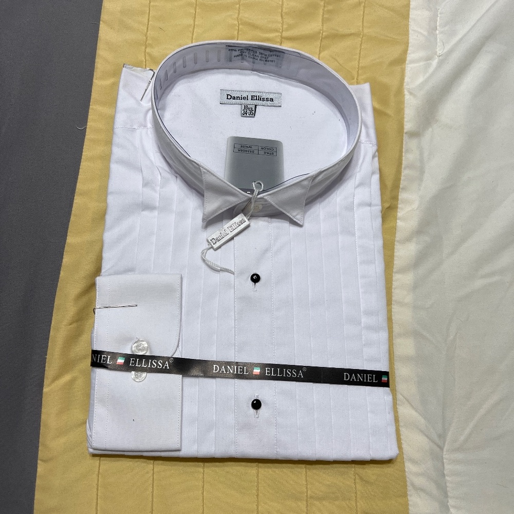 Daniel Ellissa  Men’s White Tuxedo Dress shirt